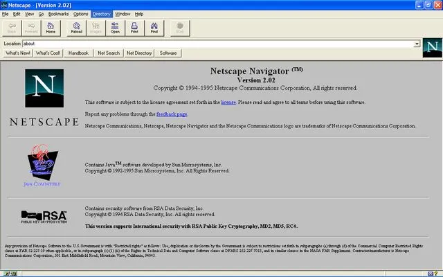 &nbsp; 图：90 年代 Netscape Navigator 浏览器界面（真实截图，Wikimedia Commons）&nbsp;&nbsp;
